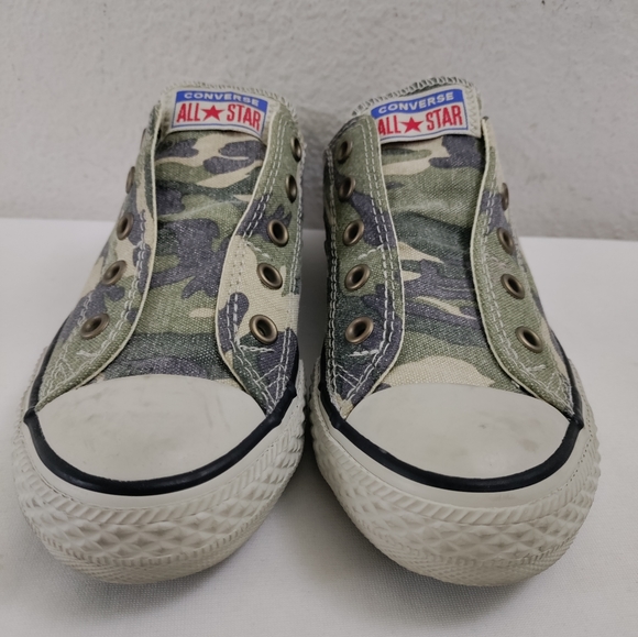 Converse All Star Shoes Kids Size 1 Camo Olive Khaki Low Top Sneakers - Picture 3 of 7